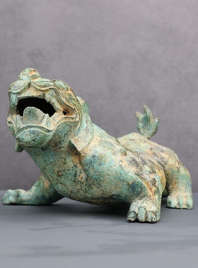 仿古青铜器鸟型双翼神兽瑞兽怪兽獬豸错金银纯铜独角龙型貔貅摆件