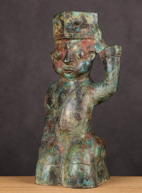 三星堆带帽巫师仿古青铜器复刻文创非遗影视教学道具家居装饰摆件