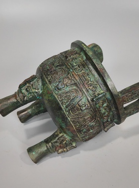 仿古青铜器兽面龙纹鼎圆鼎三足鼎大克鼎家居传世装饰品办公桌摆件