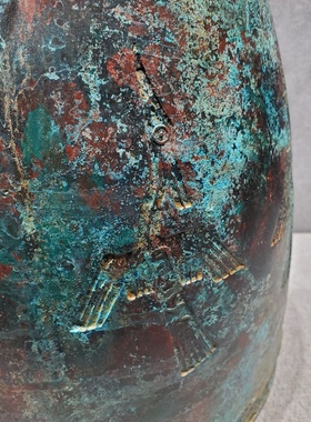 仿古青铜器大雁羊角钟扁钟复古家居装饰工艺品摆件铜钟博古架玄关