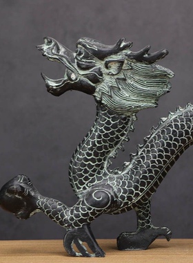 包邮仿古青铜器龙抓珠摆件家居工艺品摆设风水青龙福龙艺术品摆设