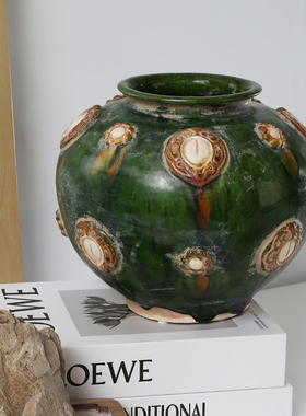 美丽华伦陶中式复古书房唐三彩罐