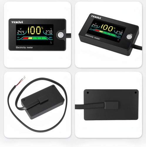 LCD8-100V电压表电瓶车电量检测数显锂电铅酸电池温度容量显示器 - 图1