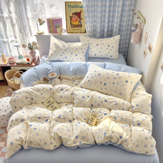 Upgraded thickened pure cotton four-piece set