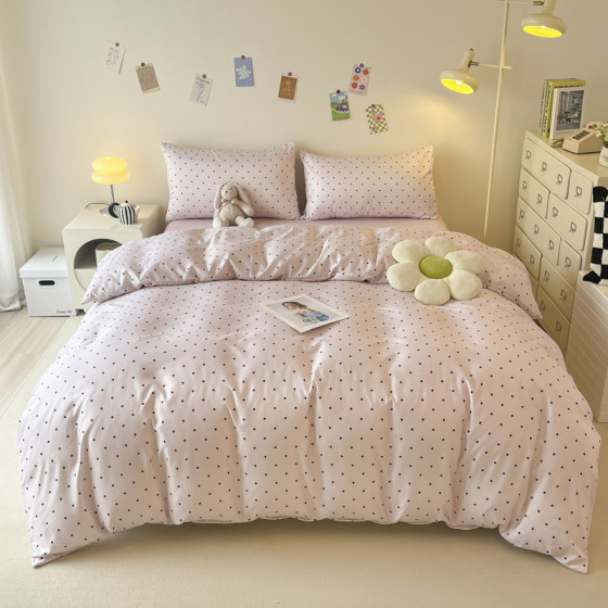 Summer ice silk four-piece cool and silky bed sheet and quilt cover