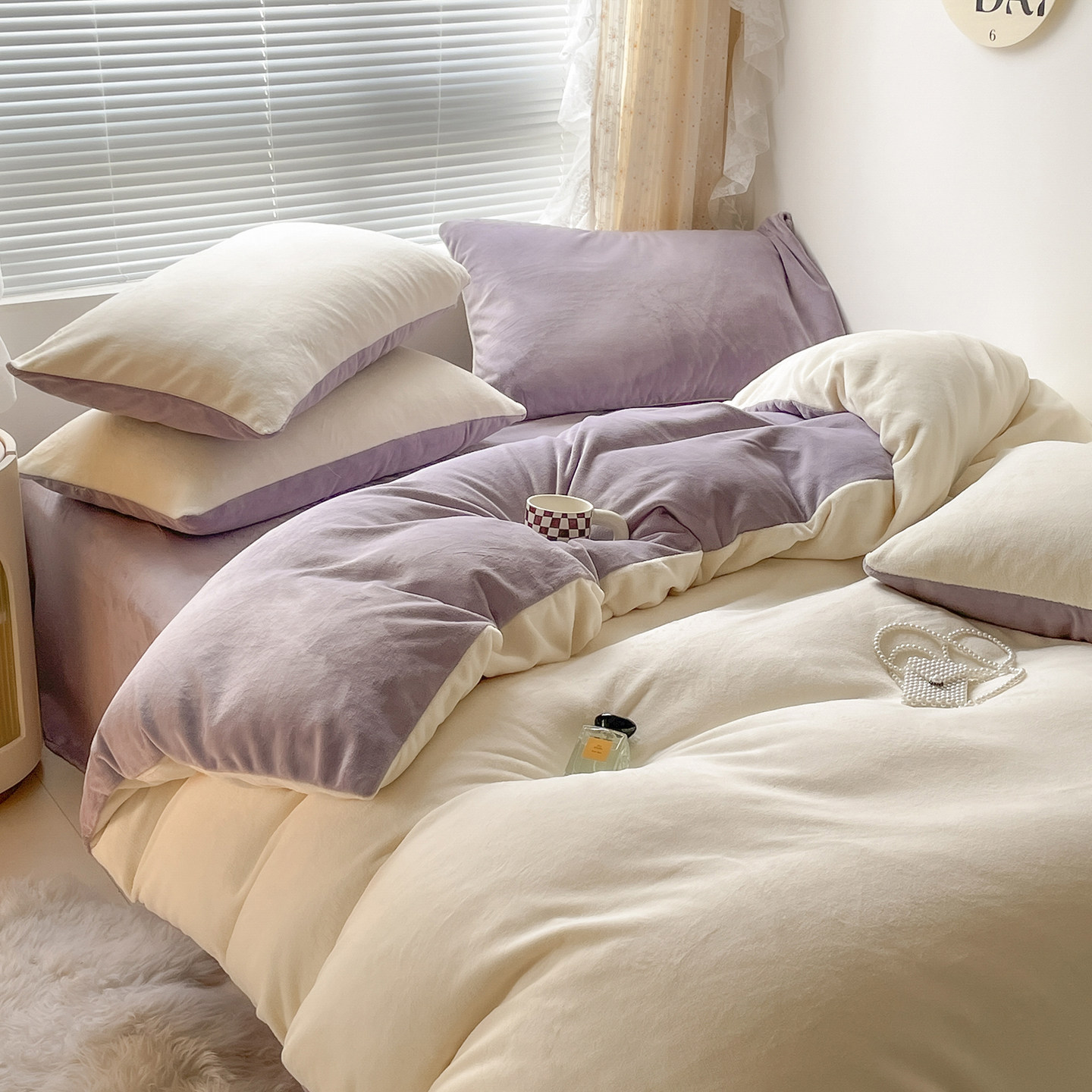 冬季牛奶绒床上床单珊瑚绒四件套双面绒2025新款法兰绒被套三件套