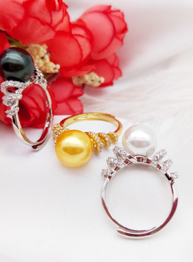 母贝珍珠戒指女时尚戒圈装饰天然