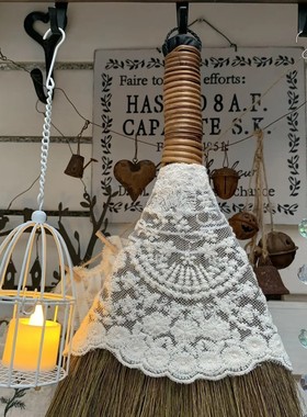 家用迷你微型桌面清洁草编扫把簸箕园艺花园摆件清洁装饰除尘扫帚