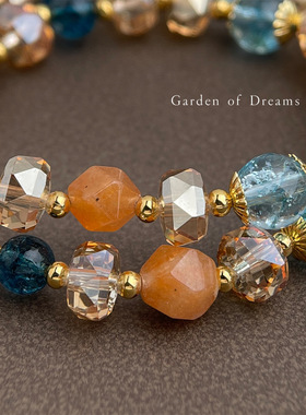 「又见敦煌」原创国风手作天然南瓜晶双层串珠手链民族风