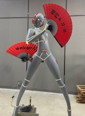 LED发光赛博人偶落地大摆件