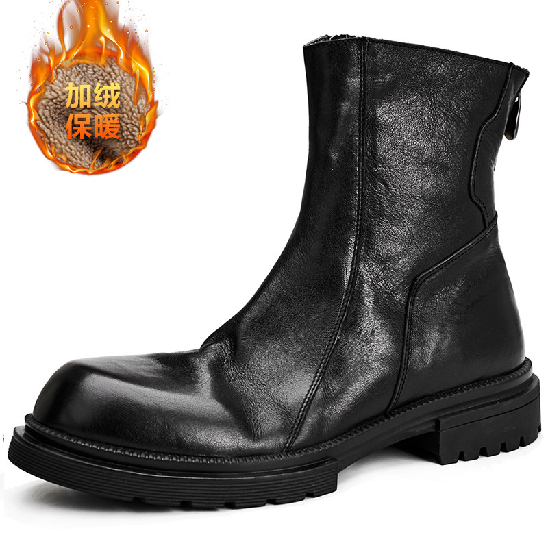 马丁靴男靴冬季高帮皮靴英伦风黑色潮流百搭机车靴子圆头切尔西靴,淘宝优惠券,粉丝福利购,淘宝优惠卷