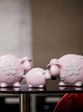 欧式风陶瓷编织动物新婚装饰品