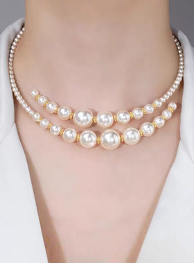 不规则交叉项圈百搭高级感时尚锁骨链法式复古轻奢白色项圈项链