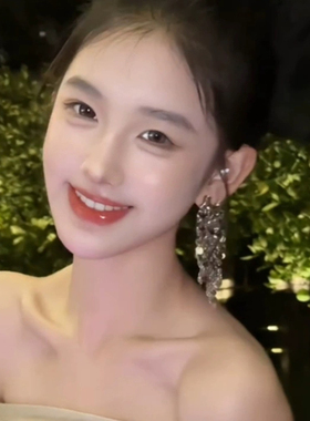 银色金属轻奢亮片流苏耳环复古宫廷风夸张气质金属耳钉欧美风耳饰