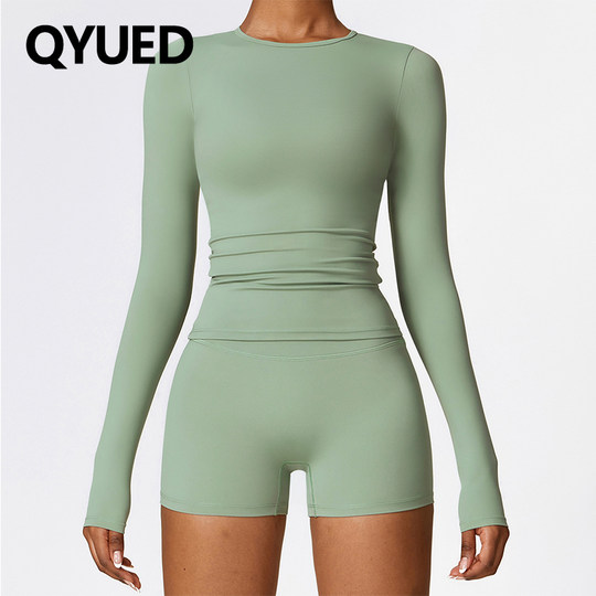 Brushed long-sleeved yoga wear women's T-shirt sports top