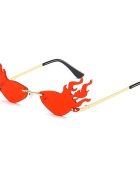 2025跨境新款火焰太阳镜欧美潮流个性反光墨镜炫目色彩舞会眼镜