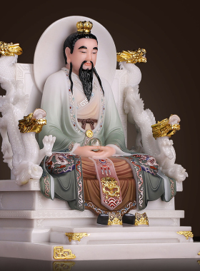 汉白玉龙椅三清彩绘太上老君佛像