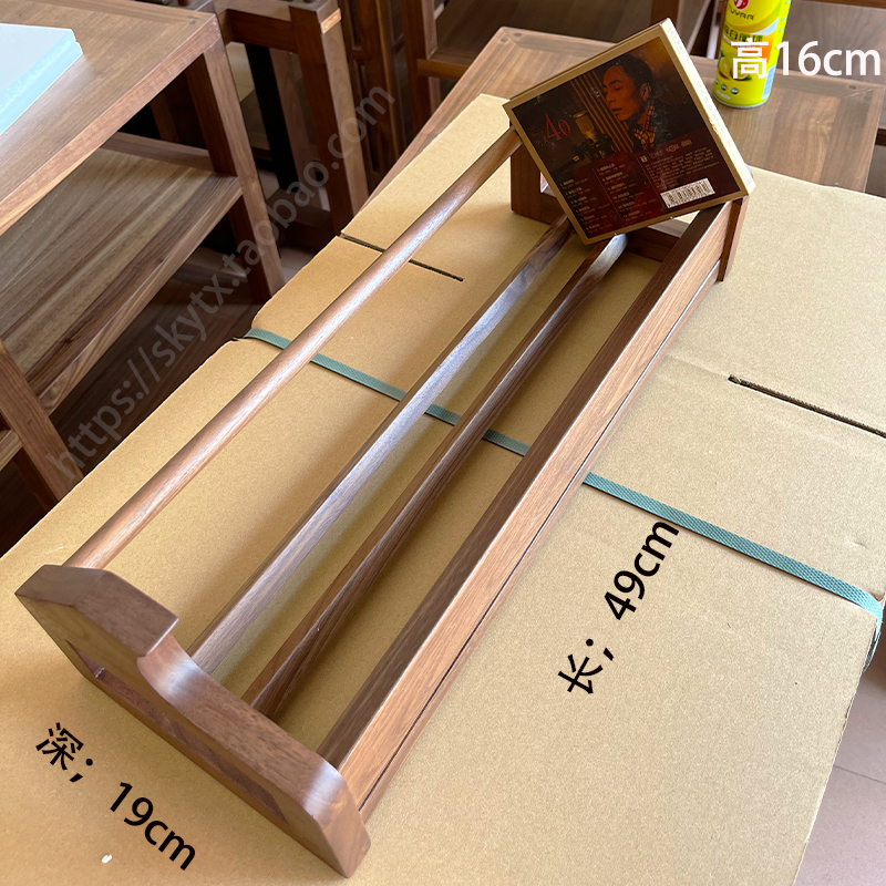 黑胡桃木实木CD架贵族爵士桌面碟片摆放收纳坐卡带怀旧唱片收藏架 - 图2