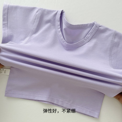 婴儿纯棉短袖夏季薄款儿童百搭洋气白色上衣纯色半袖圆领宝宝T恤 - 图1