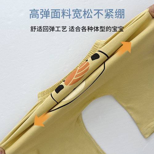 婴儿裤子夏季薄款纯棉七分裤夏日大pp裤屁屁裤女男童宝宝防蚊裤子 - 图0