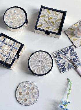 高颜值彩色贝壳杯垫隔热垫装饰品