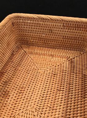 天然藤编方形桌面水果蔬菜收纳篮