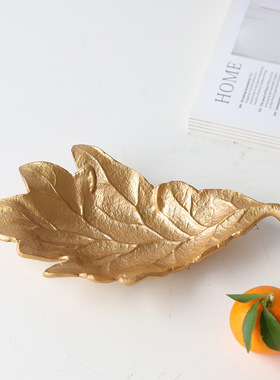 现代简约金色金属树叶镂空装饰品