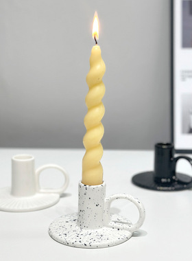 现代简约中古北欧风喜迎陶瓷烛台