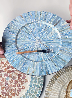 轻奢彩色贝壳收纳展示盘装饰摆件