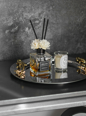 轻奢金属圆形枝条握把零食托盘