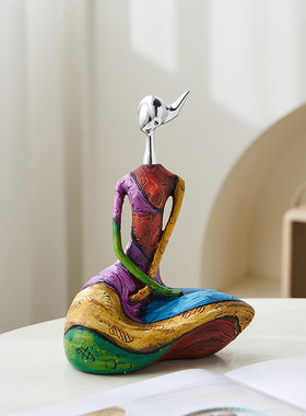 设计感抽象艺术涂鸦人物雕塑摆件