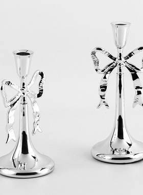 法式浪漫金属蝴蝶结长枝烛台