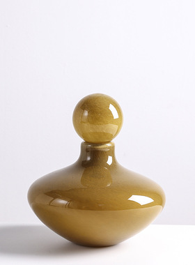 奶油风高级感圆球瓶子玻璃樽摆件