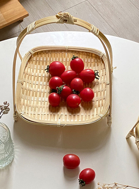 中式手工竹编小提篮面包水果提篮