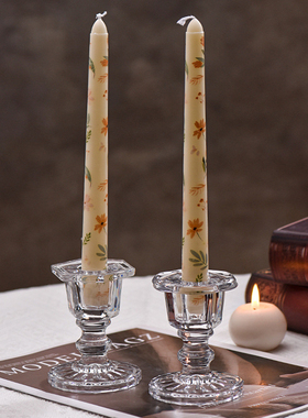 欧式复古玻璃杆状蜡烛烛台婚礼