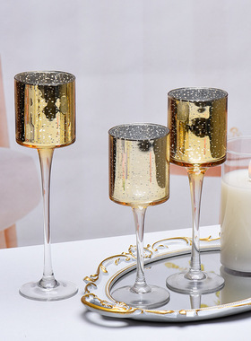 欧式玻璃高脚杯蜡烛烛台婚礼道具