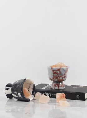 诧寂风天然大理石香薰晶石杯摆件