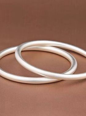 周一遇复古女纯银实心银手镯古法