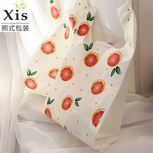 网红水果红西柚塑料打包袋烘焙蛋糕外卖包装袋服装饰品购物手提袋 - 图2