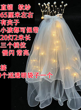 网红发光头纱地摊软纱厂家直销