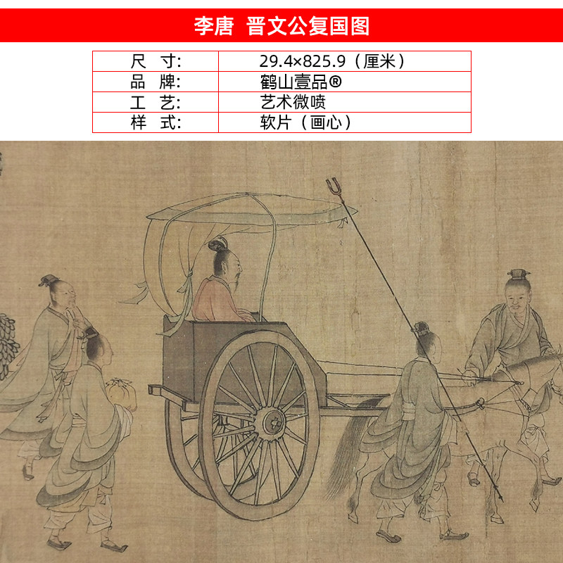 名画复制李唐晋文公复国图国画工笔人物画白描微喷教学临摹装饰画