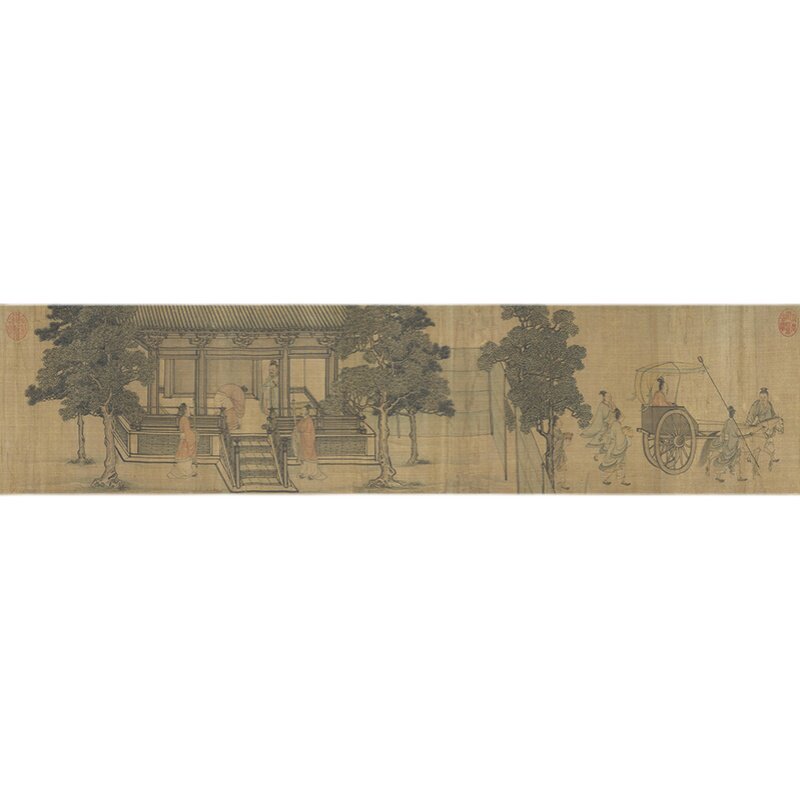 名画复制李唐晋文公复国图国画工笔人物画白描微喷教学临摹装饰画