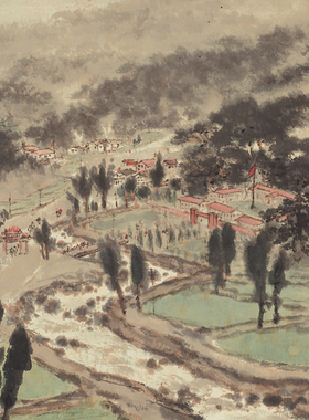 高清复刻傅抱石韶山诗意图山水画