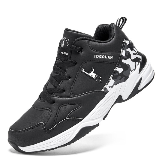 秋冬新款乔丹格兰运动鞋男士防水真皮面跑步鞋学生白色旅游鞋棉鞋