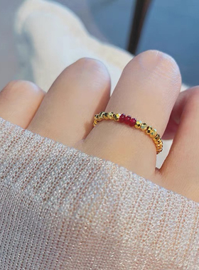 2025年新款碎银几两戒指女小众设计高级感菱形切面小碎金子食指戒