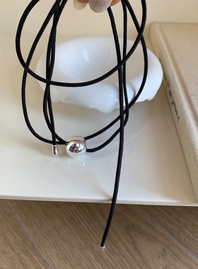 圆球系带蝴蝶结项链女生2023新爆款韩国简约设计感小众颈链锁骨链