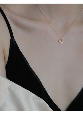 925银新款几何圆圈INS学生项链