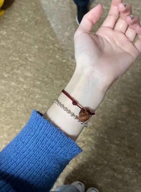 天然桃木桃核红绳手链叠戴成人婴儿童本命年新生情绪稳定桃篮手串