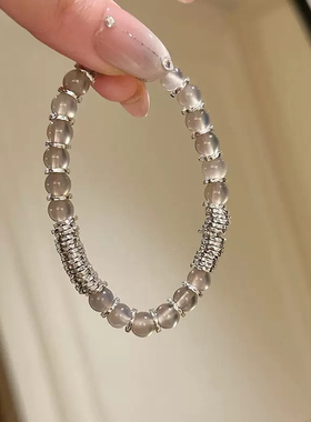 清冷感冰透串珠手串女款2025年新款中式锤纹盘缠手链轻奢小众精致