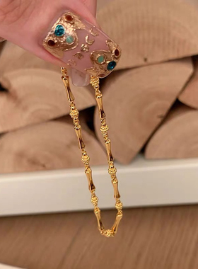 新中式黄金色节节高升竹节手链新款女精致轻奢高级感叠戴百搭手饰